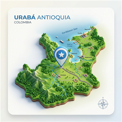 Mapa 3D Urabá Antioquia con Pin